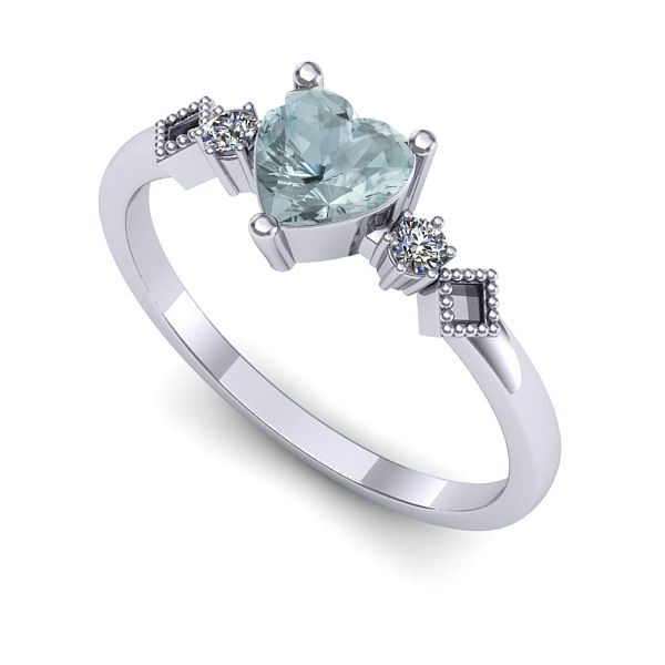 Inel din aur alb cu aquamarin