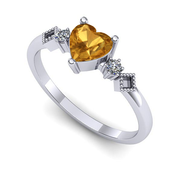 Inel logodna din aur alb cu citrin