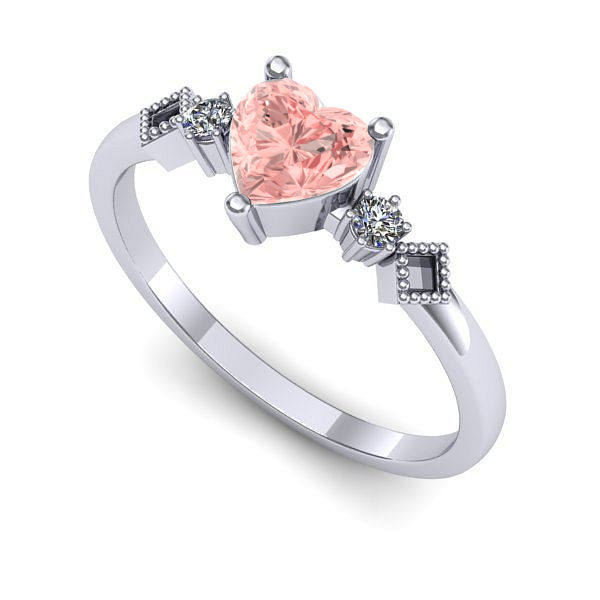 Inel logodna din aur alb cu diamant de laborator roz