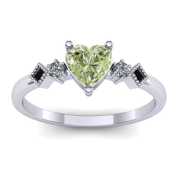 Inel logodna cu diamant de laborator verde inima