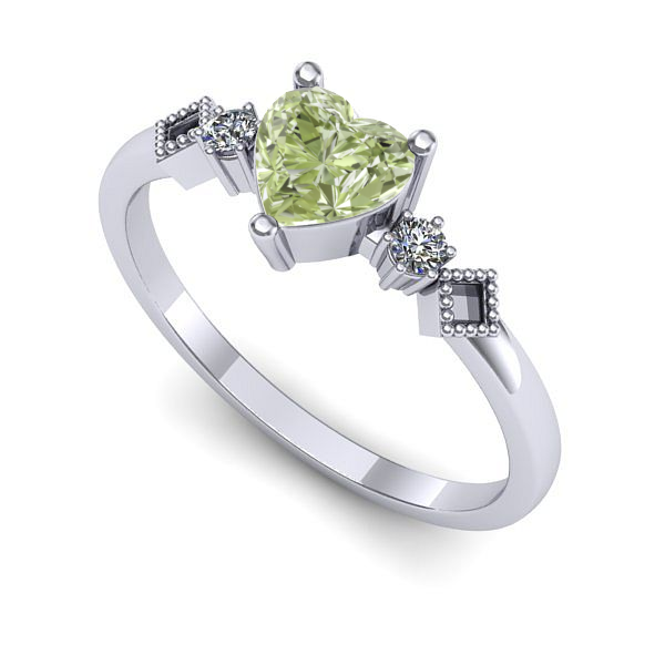 Inel din aur alb cu diamant de laborator verde