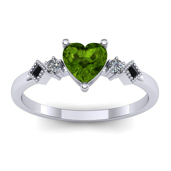 Inel de logodna cu peridot inima