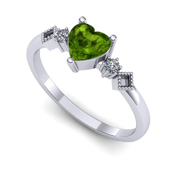 Inel din aur alb cu peridot