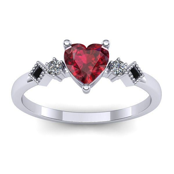 Inel cu rubin inima