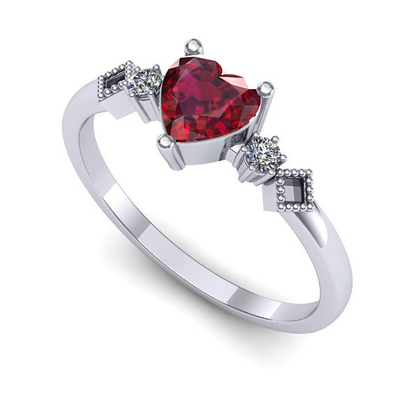 Inel din aur alb cu rubin