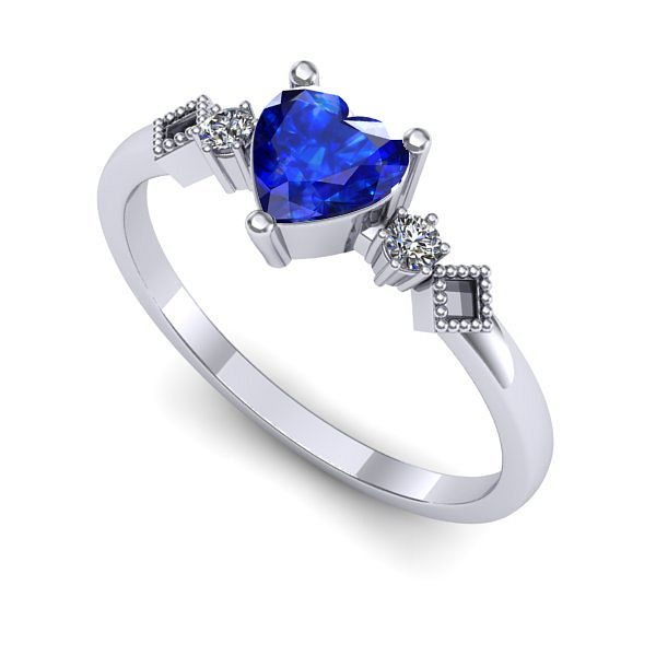 Inel din aur alb cu safir