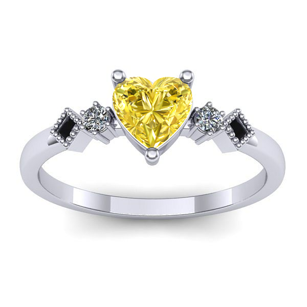 Inel cu safir galben inima