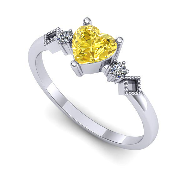 Inel de logodna din aur alb cu safir galben