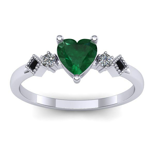 Inel logodna cu smarald inima