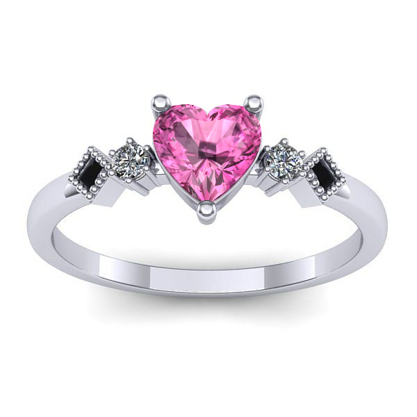 Inel cu safir roz inima