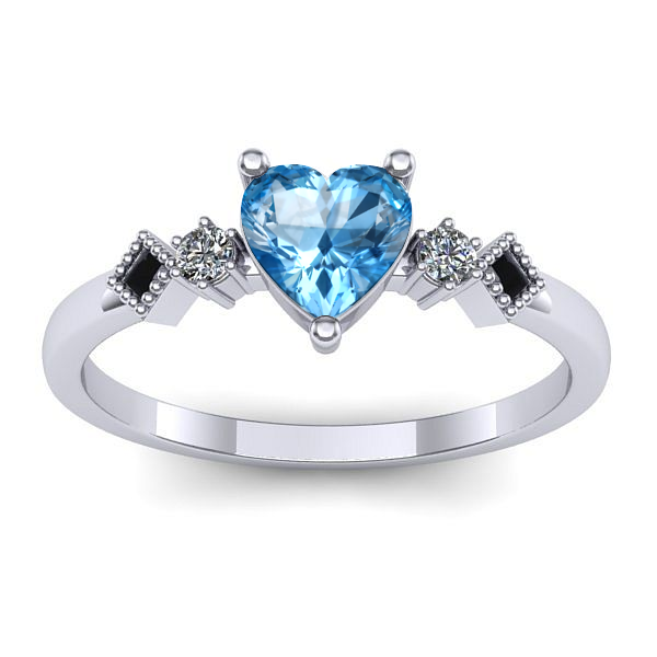 Inel cu topaz blue inima