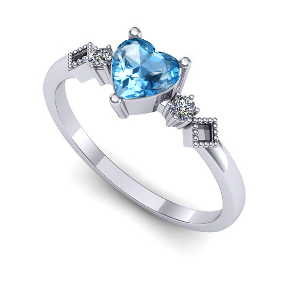 Inel de logodna din aur alb cu topaz blue