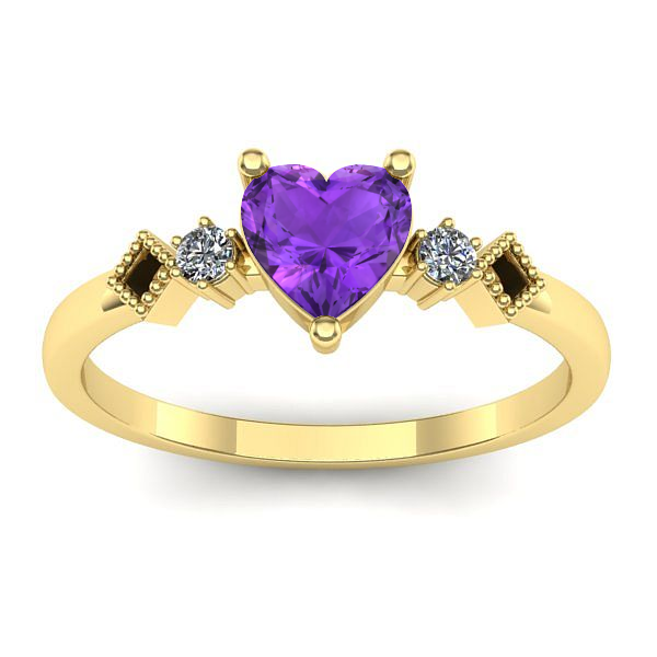 Inel cu ametist inima