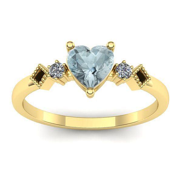 Inel logodna cu aquamarin inima