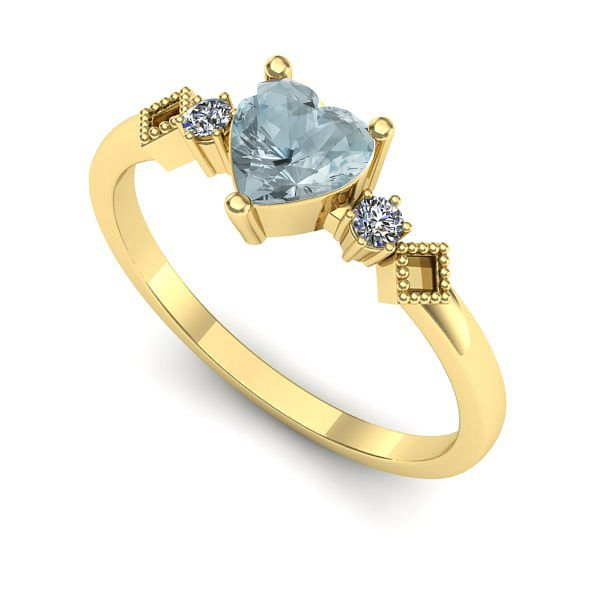 Inel din aur galben cu aquamarin