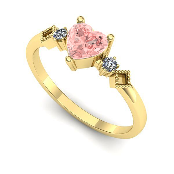 Inel din aur galben cu diamant de laborator roz