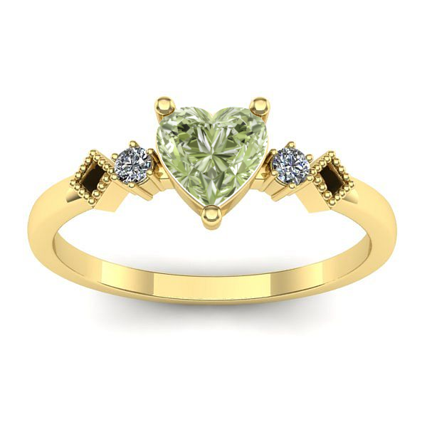 Inel de logodna cu diamant de laborator verde inima