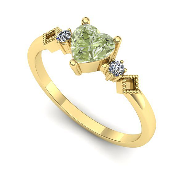 Inel de logodna din aur galben cu diamant de laborator verde