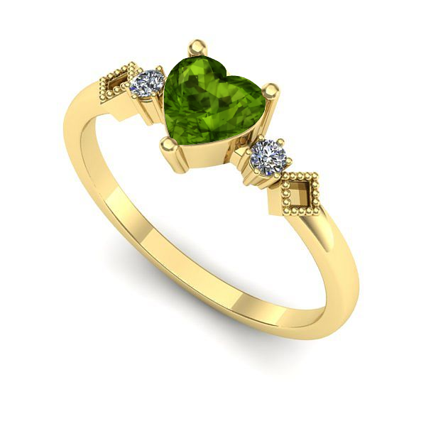 Inel de logodna din aur galben cu peridot