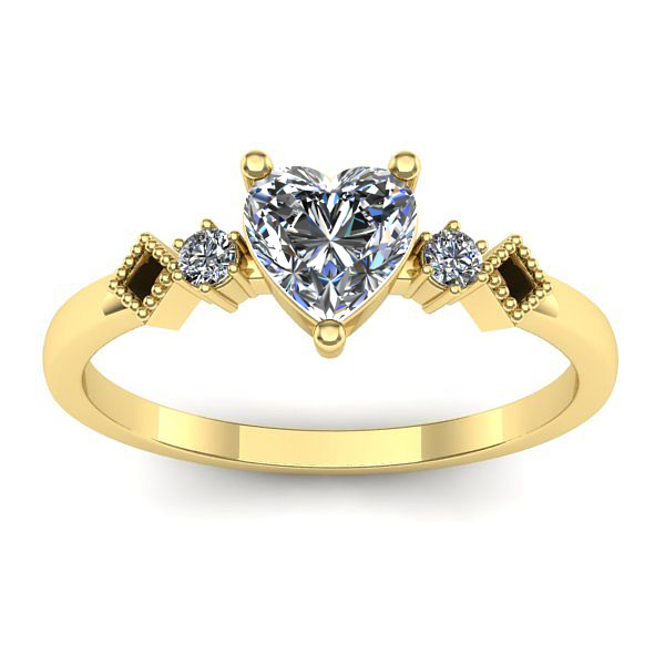 Inel cu diamant de laborator inima