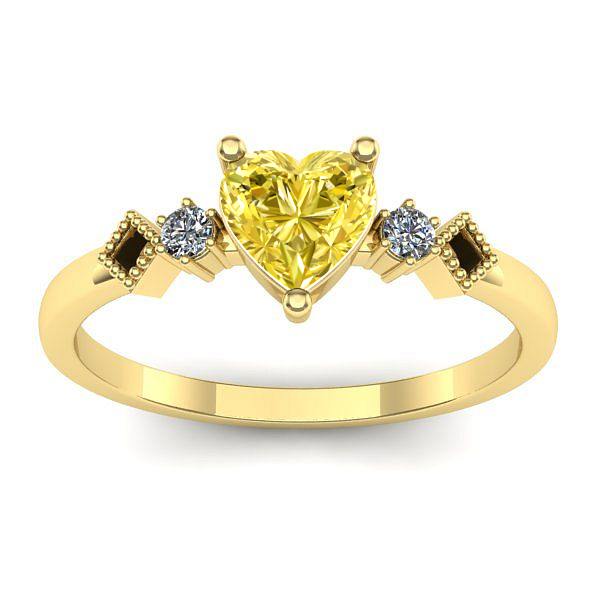 Inel cu safir galben inima