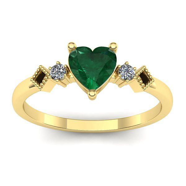 Inel de logodna cu smarald inima