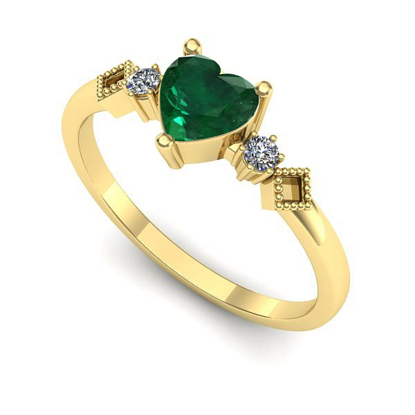 Inel logodna din aur galben cu smarald