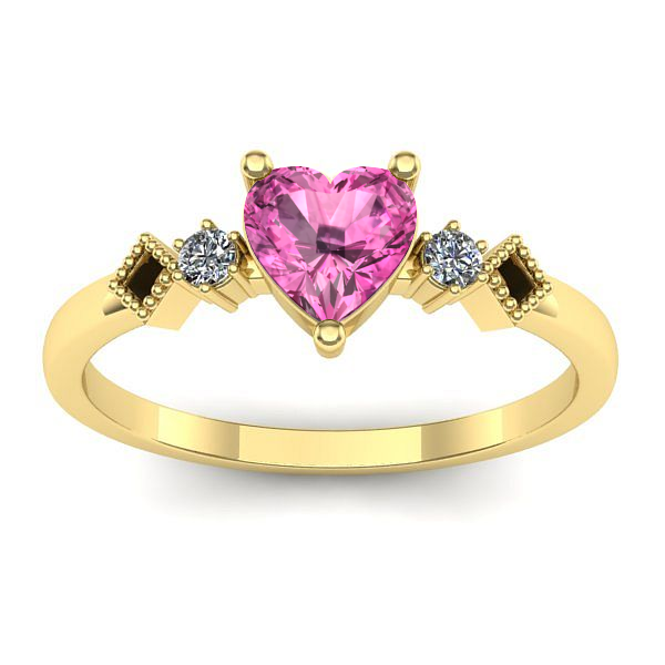 Inel logodna cu safir roz inima
