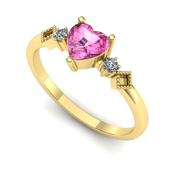 Inel din aur galben cu safir roz