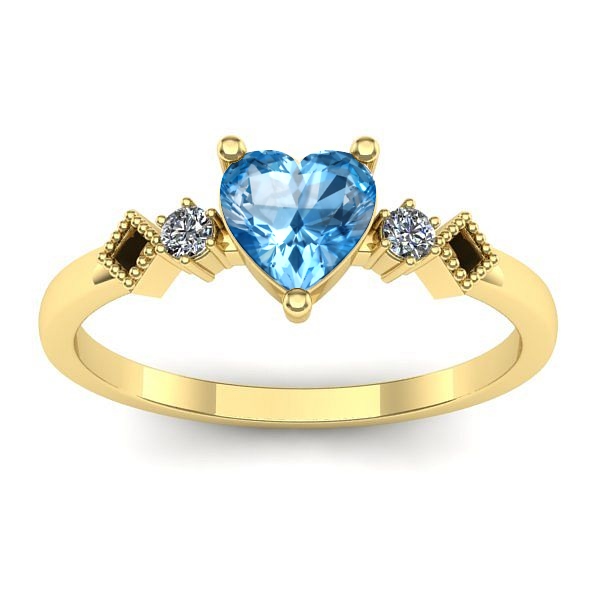 Inel de logodna cu topaz blue inima
