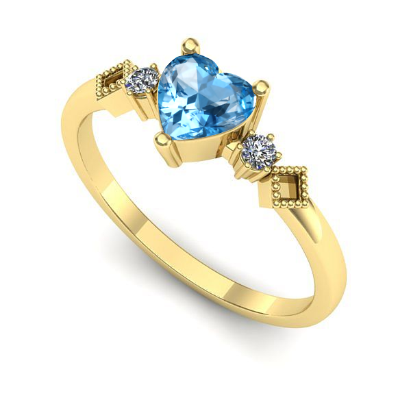 Inel de logodna din aur galben cu topaz blue