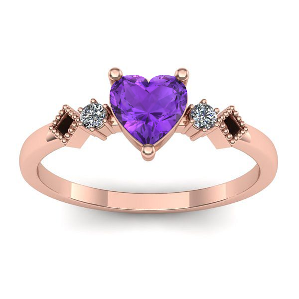Inel logodna cu ametist inima