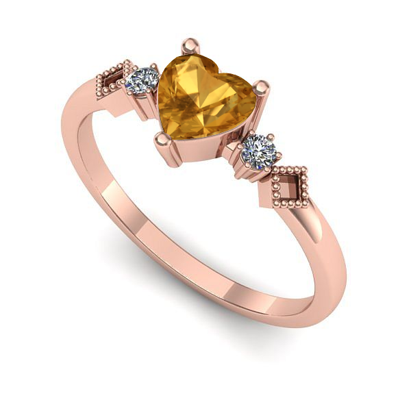 Inel logodna din aur roz cu citrin