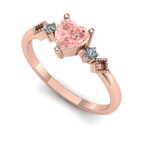Inel de logodna din aur roz cu diamant de laborator roz