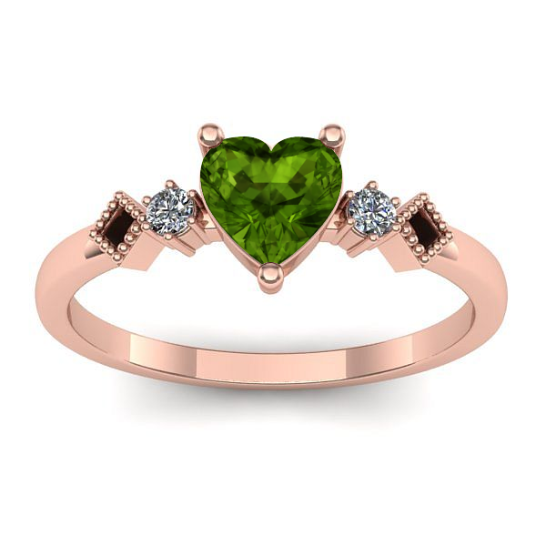 Inel logodna cu peridot inima