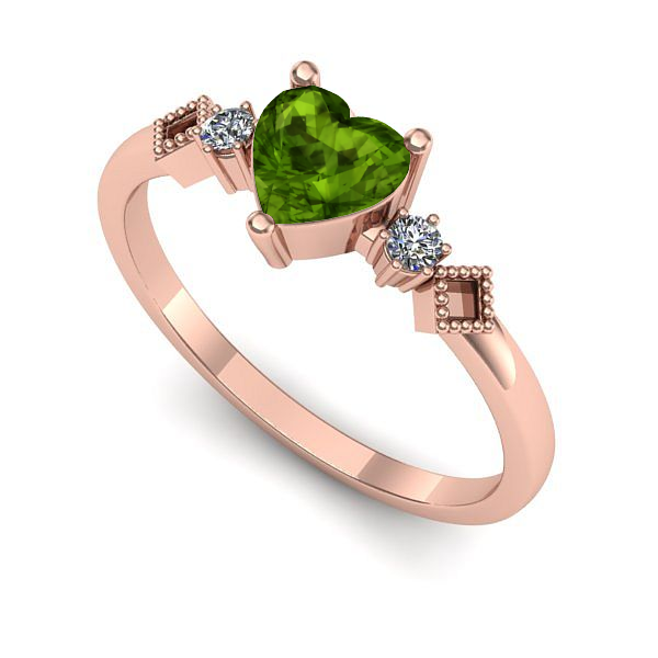 Inel din aur roz cu peridot