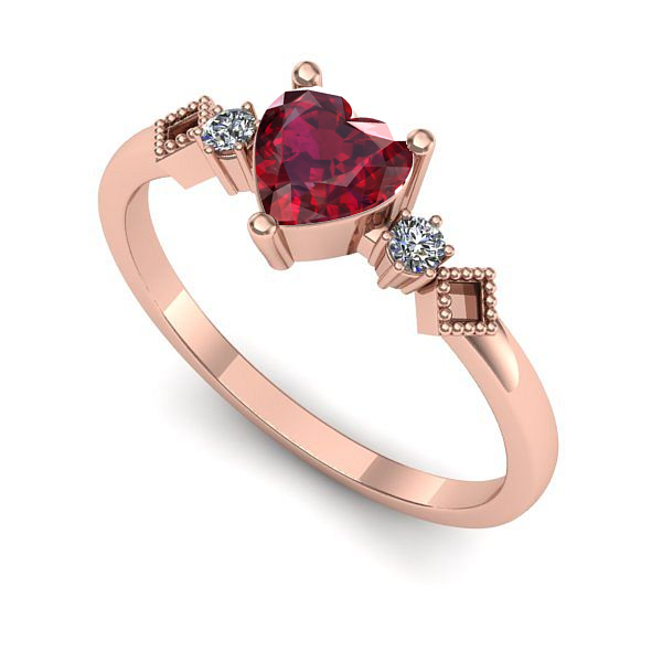 Inel logodna din aur roz cu rubin