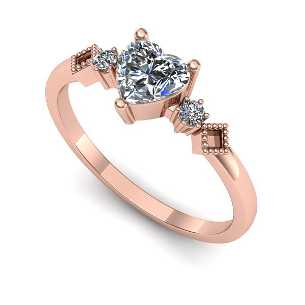 Inel logodna din aur roz cu safir alb