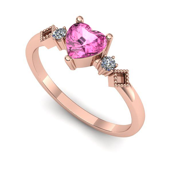 Inel din aur roz cu safir roz