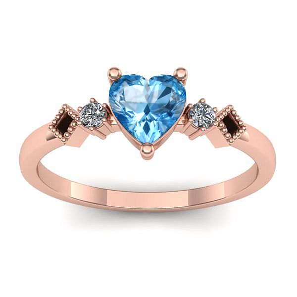 Inel cu topaz blue inima