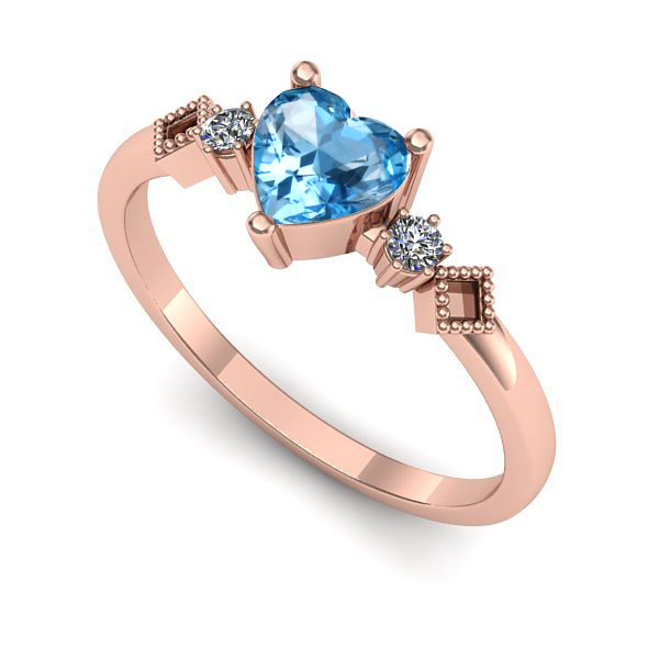 Inel logodna din aur roz cu topaz blue