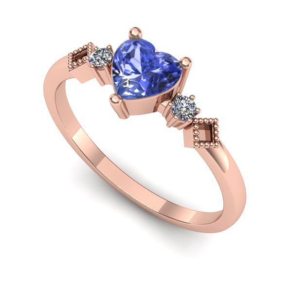 Inel de logodna din aur roz cu tanzanit
