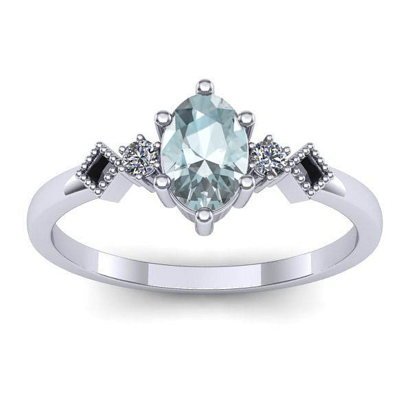 Inel de logodna cu aquamarin oval