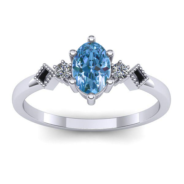 Inel de logodna cu diamant de laborator albastru oval