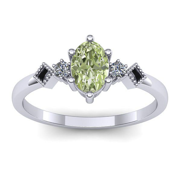 Inel cu diamant de laborator verde oval