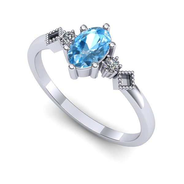Inel logodna din aur alb cu topaz blue