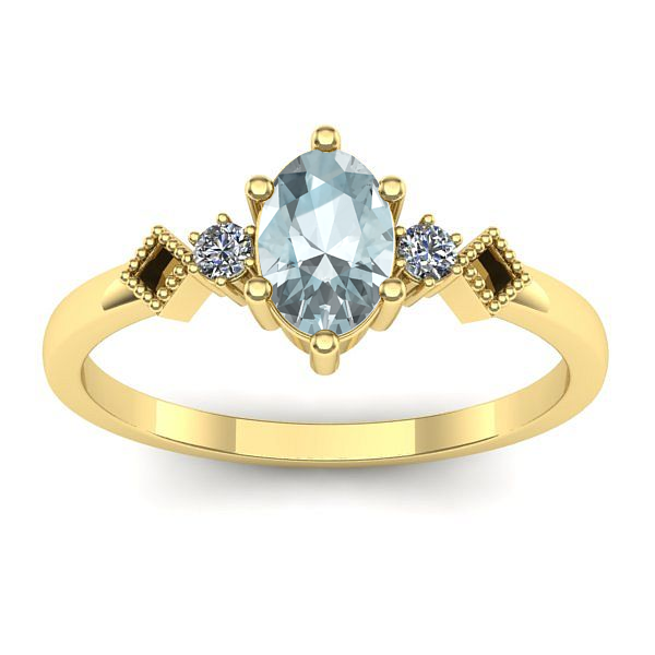 Inel de logodna cu aquamarin oval