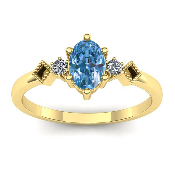 Inel logodna cu diamant de laborator albastru oval