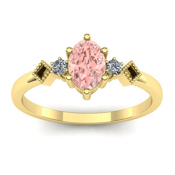Inel logodna cu diamant de laborator roz oval