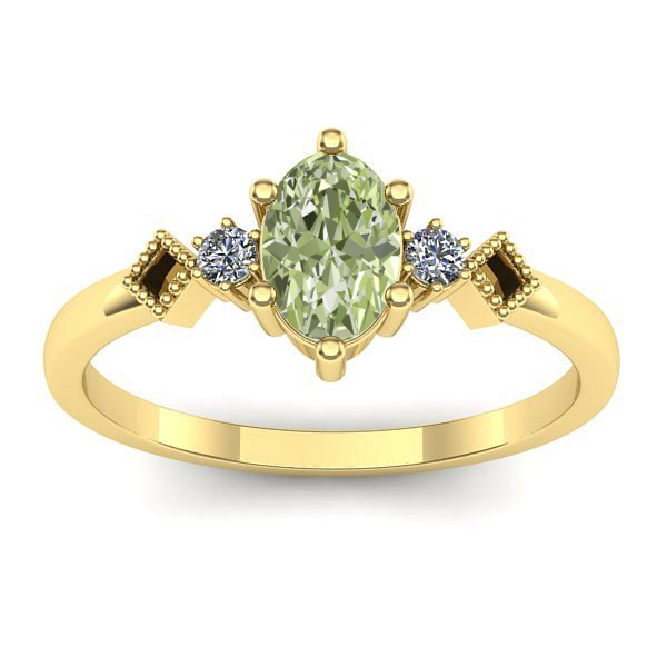 Inel logodna cu diamant de laborator verde oval